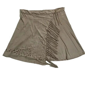 🎈Cartise women’s western cowgirl suede fringe soft tan shirt  size XL